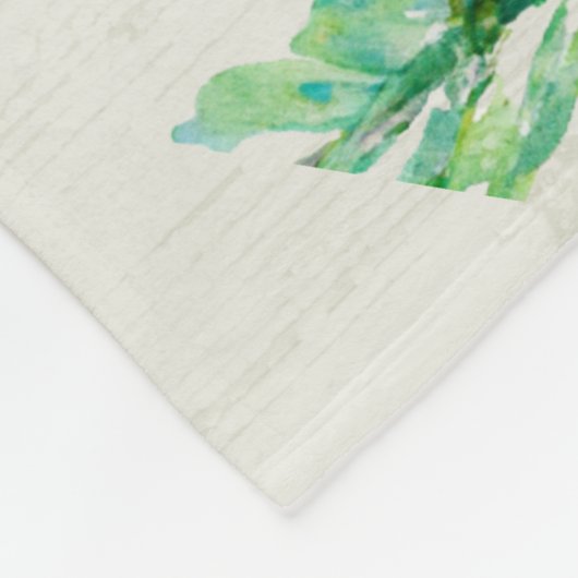 Rustiek groen krans Waterverf Monogram Initiaal Fleece Deken (Hoek)