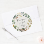 Rustiek groen loof botanische gunst ronde sticker (Envelop)