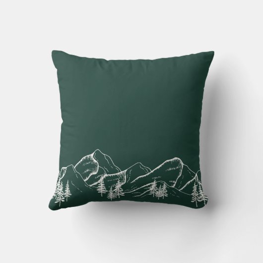 Rustiek Groen Monogram Bergen Winter Familie Kussen (Achterkant)