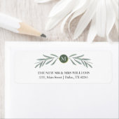 Rustiek groen monogram retour adres label (Insitu)