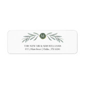 Rustiek groen monogram retour adres label (Voorkant)