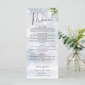 Rustiek groen Monogram Winter bruiloft diner Menu (Staand voorkant)