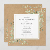 Rustiek groen neutraal allemaal op babyshower kaart (Voorkant / Achterkant)