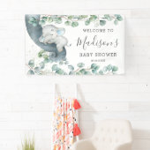 Rustiek groen Olifant Baby shower Boy Welkom Spandoek (Insitu)