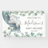 Rustiek groen Olifant Baby shower Boy Welkom Spandoek (Horizontaal)