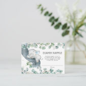 Rustiek groen Olifant Baby shower Luier Raffle Informatiekaartje (Staand voorkant)
