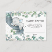 Rustiek groen Olifant Baby shower Luier Raffle Informatiekaartje (Voorkant)