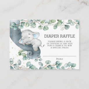 Rustiek groen Olifant Baby shower Luier Raffle Informatiekaartje