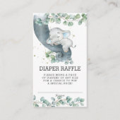 Rustiek groen Olifant Baby shower Luier Raffle Informatiekaartje (Voorkant)