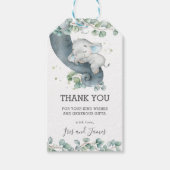 Rustiek groen Olifant Boy Baby shower Dank u Cadeaulabel (Voorkant)