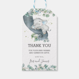 Rustiek groen Olifant Boy Baby shower Dank u Cadeaulabel