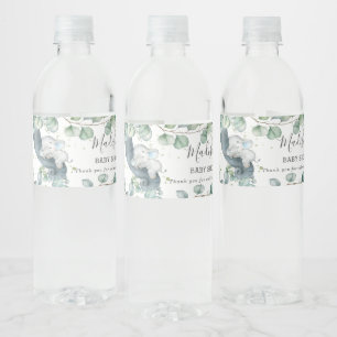 Rustiek groen Olifant Boy Baby shower Favor Waterfles Etiket
