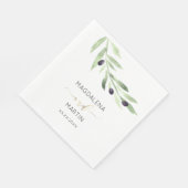 Rustiek groen olijftak bruiloft servet (Hoek)