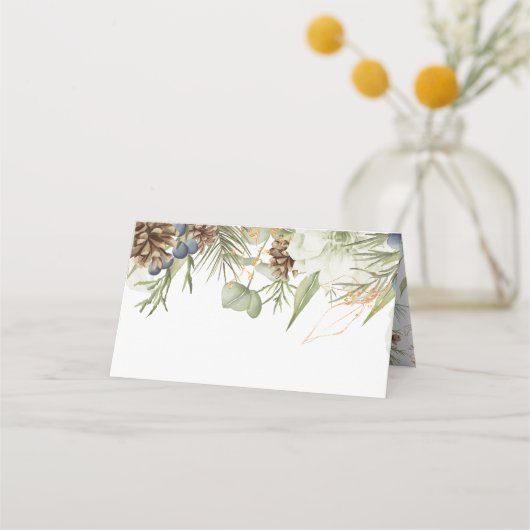 Rustiek groen & Pinecones Gastentafel Nummers Plaatskaartje (Achterkant)