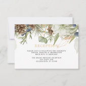 Rustiek groen Pinecones | Huwelijksreceptie Kaart (Voorkant)