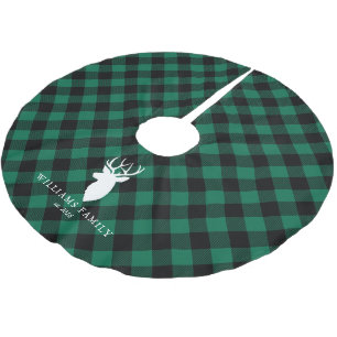 Rustiek Groen Plaid Patroon Familie Monogram Kerstboom Rok