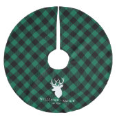 Rustiek Groen Plaid Patroon Familie Monogram Kerstboom Rok (Voorkant)