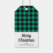 Rustiek Groen Plaid Vrolijk Kerstfeest Cadeaulabel (Voorkant)