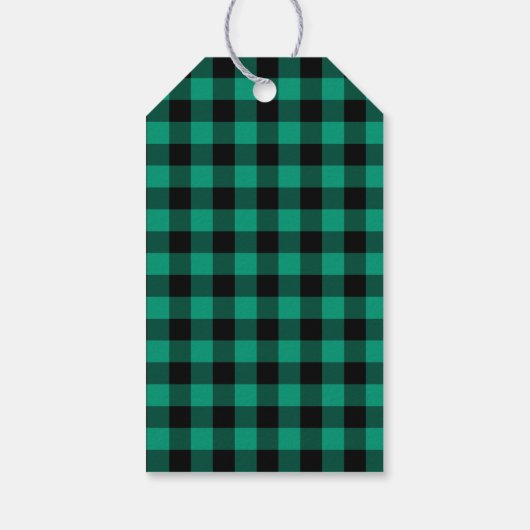 Rustiek Groen Plaid Vrolijk Kerstfeest Cadeaulabel (Achterkant)