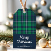 Rustiek Groen Plaid Vrolijk Kerstfeest Cadeaulabel