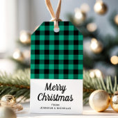 Rustiek Groen Plaid Vrolijk Kerstfeest Cadeaulabel