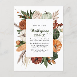 Rustiek Groen Pompoen Thanksgiving Diner Invite Briefkaart