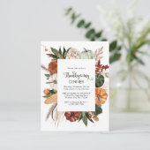 Rustiek Groen Pompoen Thanksgiving Diner Invite Briefkaart (Staand voorkant)