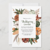 Rustiek Groen Pompoen Thanksgiving Diner Kaart (Voorkant)