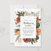 Rustiek Groen Pompoen Thanksgiving Diner Notitiekaartje (Voorkant)