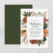 Rustiek Groen Pompoen Thanksgiving Diner Notitiekaartje (Voorkant / Achterkant)