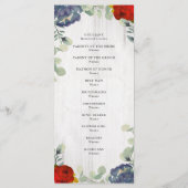 Rustiek groen Rood Blauw Bloemen Trouwprogramma Programmakaart (Achterkant)