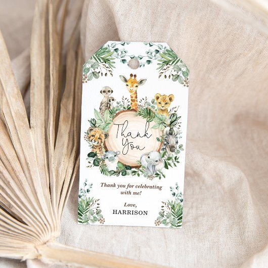 Rustiek groen Safari Oerwoud Dieren Dank u Cadeaulabel