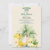 Rustiek groen Schattige dinosaurus Baby shower Kaart (Voorkant)