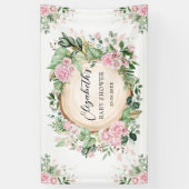 Rustiek groen stoffig roze bloemig Baby shower Spandoek (Verticaal)