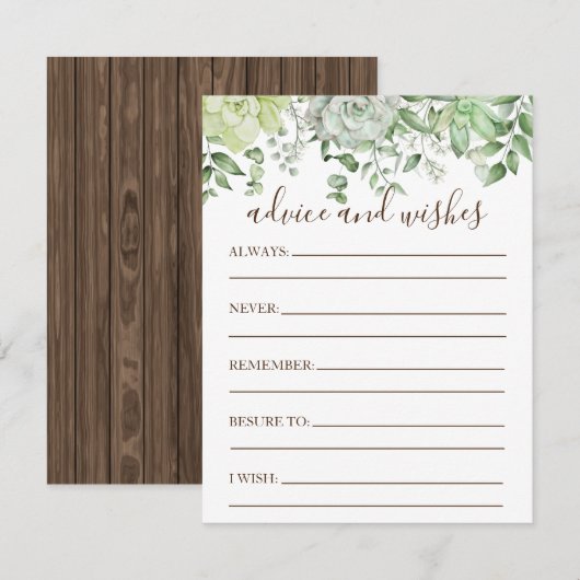 Rustiek Groen Succulent Modern Baby shower Informatiekaartje (Voorkant / Achterkant)