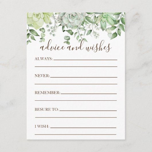 Rustiek Groen Succulent Modern Baby shower Informatiekaartje (Voorkant)