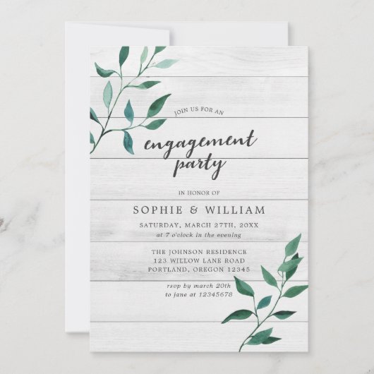Rustiek groen verlovingsfeest kaart (Voorkant)