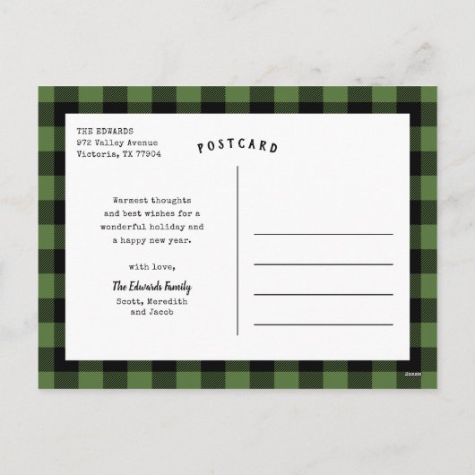 Rustiek Groen Vrolijk Kerstfeest 3 Fotocollage Feestdagenkaart (Achterkant)