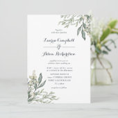 Rustiek groen Waterverf bruiloft All-in-one Kaart (Staand voorkant)