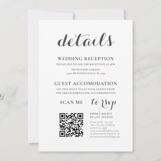 Rustiek groen Waterverf bruiloft All-in-one Kaart (Achterkant)