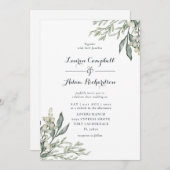 Rustiek groen Waterverf bruiloft All-in-one Kaart (Voorkant / Achterkant)