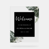Rustiek groen Waterverf bruiloft welkom acryl Acryl Bord (Voorkant)