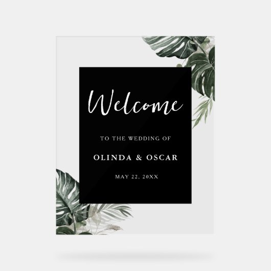 Rustiek groen Waterverf bruiloft welkom acryl Acryl Bord (Voorkant)