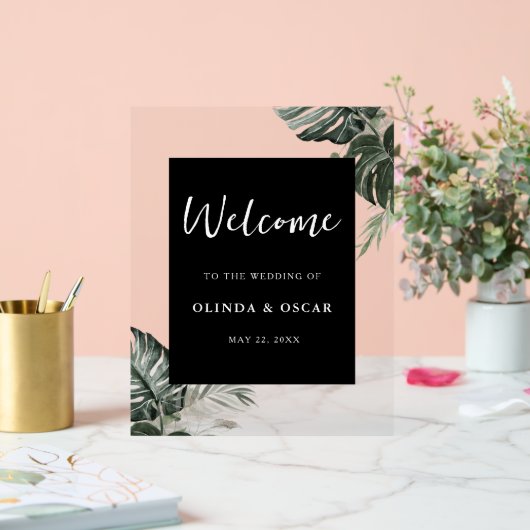 Rustiek groen Waterverf bruiloft welkom acryl Acryl Bord (Huwelijk)