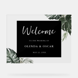 Rustiek groen Waterverf bruiloft Welkom Acryl Bord