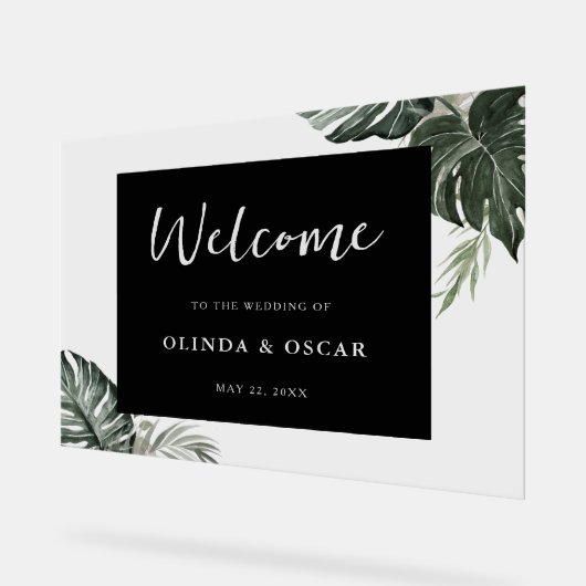 Rustiek groen Waterverf bruiloft Welkom Acryl Bord (Hoek)