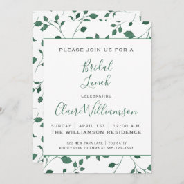 Rustiek groen Waterverf gebladerte | Bruidslunch Kaart