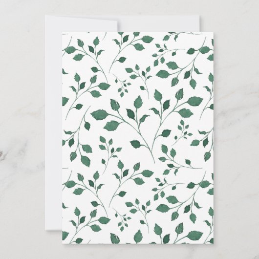 Rustiek groen Waterverf gebladerte | Bruidslunch Kaart (Achterkant)