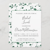 Rustiek groen Waterverf gebladerte | Bruidslunch Kaart (Voorkant / Achterkant)