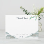 Rustiek groen Waterverf Mountain Blank Bedankkaart (Staand voorkant)